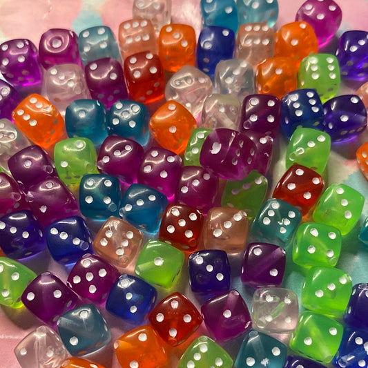 Colorful dice beads