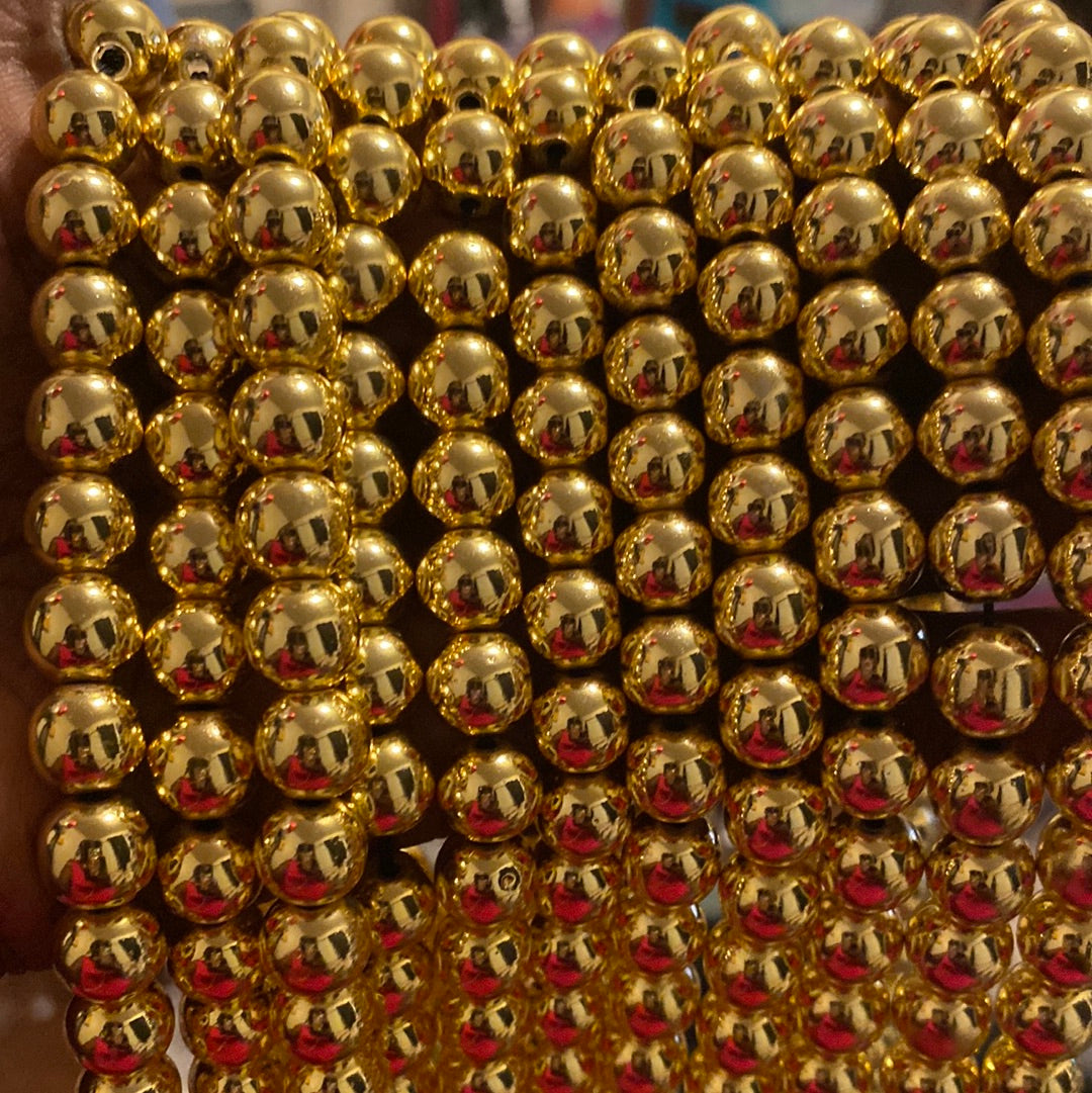 Gold hematite crystal beads