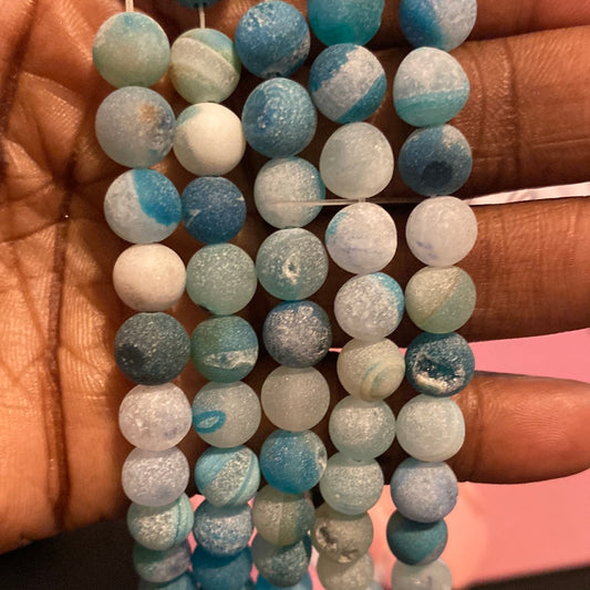 Light Blue druzy agate beads