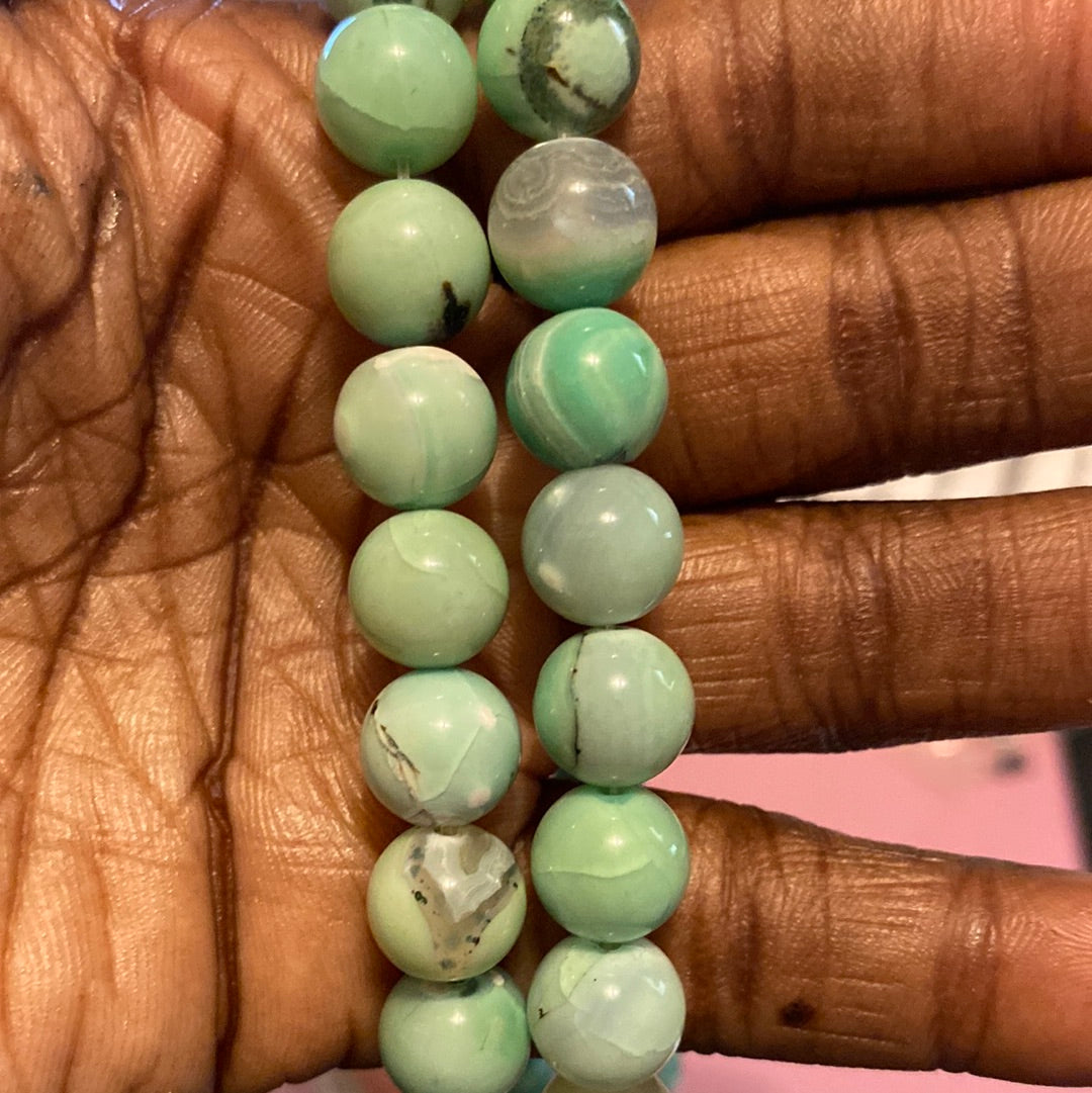 Green black agate beads